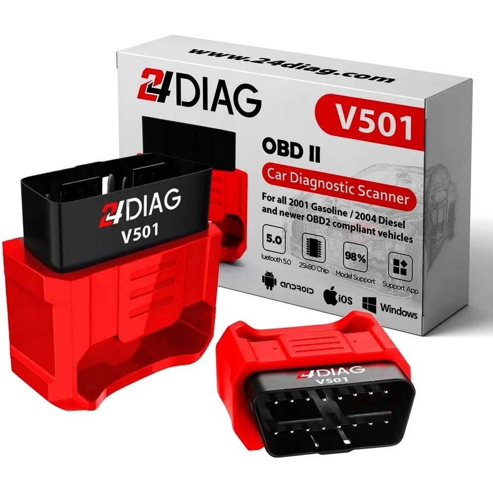 24DIAG V501 ELM327 BLUETOOTH 5.0 OBD2 DIAGNOSTIKOS SĄSAJA iOS ANDROID