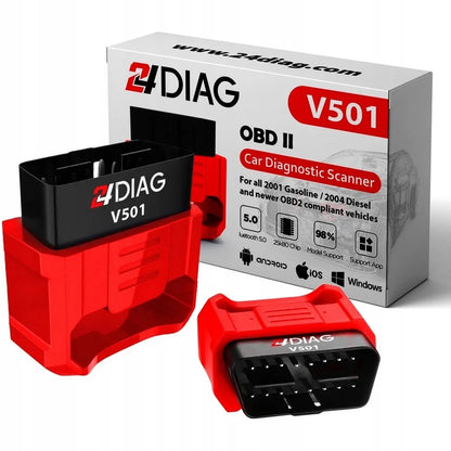 24DIAG V501 ELM327 BLUETOOTH 5.0 OBD2 DIAGNOSTIKOS SĄSAJA iOS ANDROID