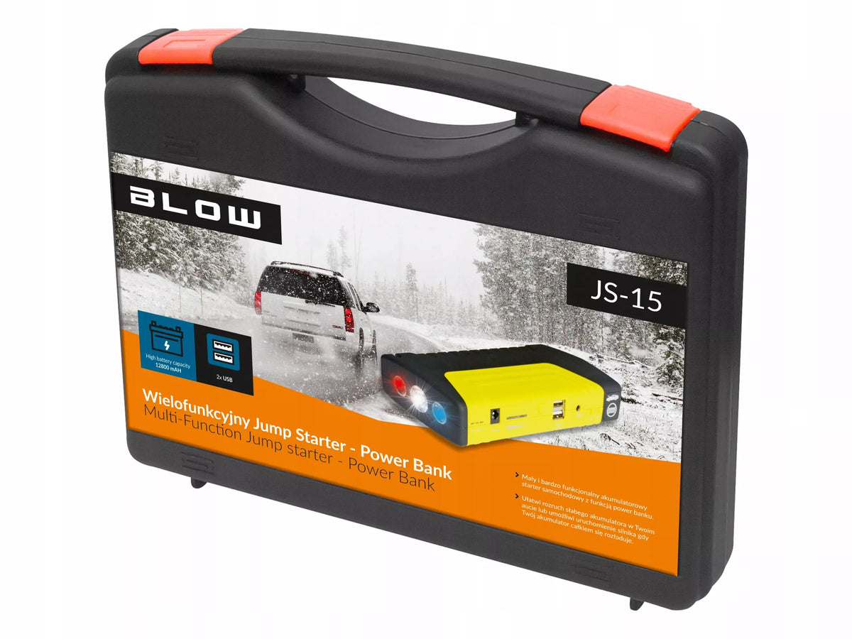 Jump Starter 12 800 mAh – Powerbank su žibintuvėliu, plaktuku ir kabeliais
