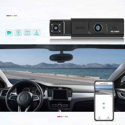 Vaizdo įrašymo įrenginys 3 kameros automobilio kamera priekiniam stiklui Wifi