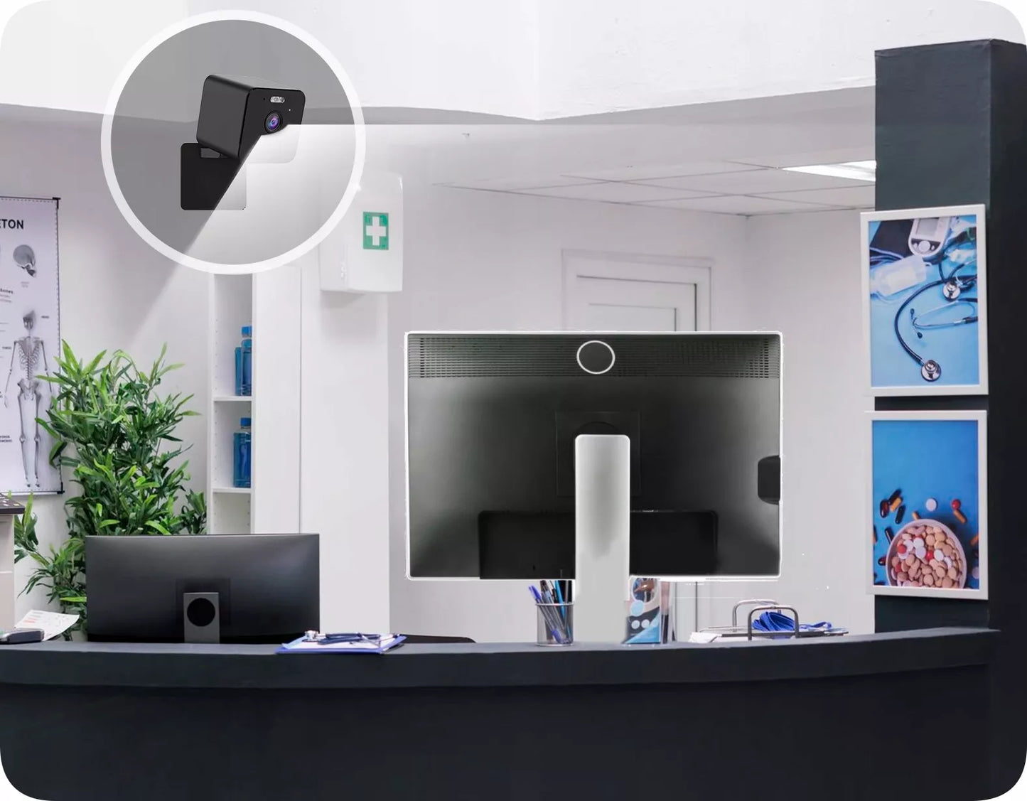 Juoda mini WiFi IP kamera 3 MPx Full HD, šnipinė