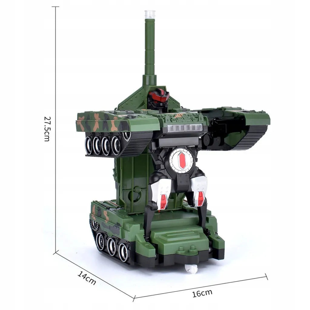 2in1 nuotoliniu būdu valdomas tankas - robotas transformuojamas, kovoja, su pulteliu, LED, USB, akumuliatorius