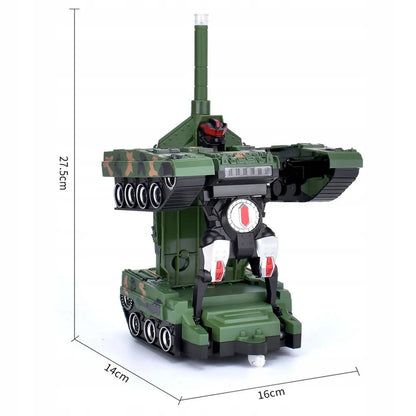 2in1 nuotoliniu būdu valdomas tankas - robotas transformuojamas, kovoja, su pulteliu, LED, USB, akumuliatorius