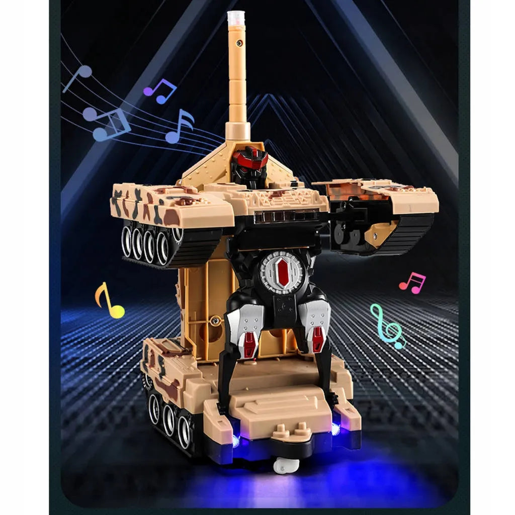 2in1 nuotoliniu būdu valdomas tankas - robotas transformuojamas, kovoja, su pulteliu, LED, USB, akumuliatorius