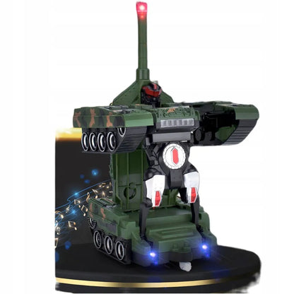 2in1 nuotoliniu būdu valdomas tankas - robotas transformuojamas, kovoja, su pulteliu, LED, USB, akumuliatorius