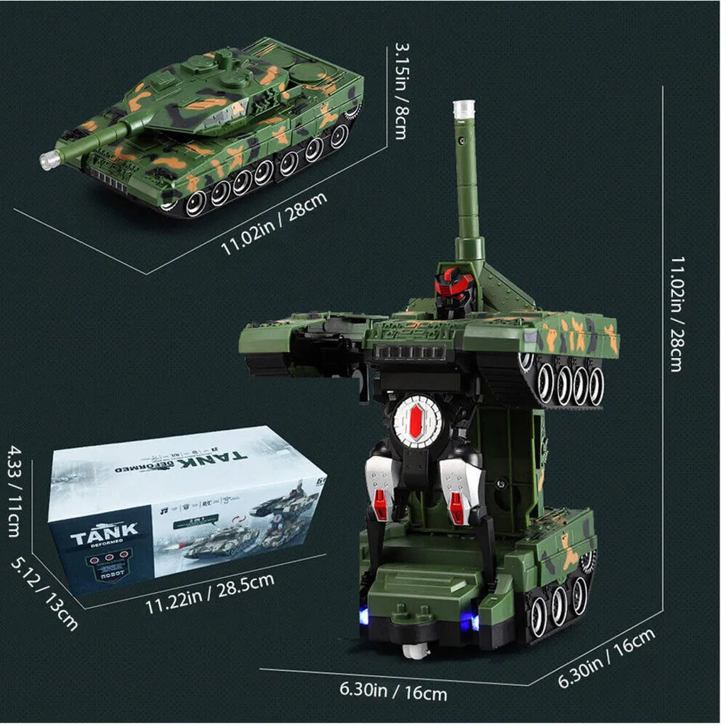 2in1 nuotoliniu būdu valdomas tankas - robotas transformuojamas, kovoja, su pulteliu, LED, USB, akumuliatorius