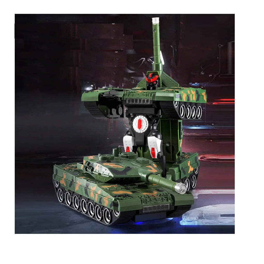 2in1 nuotoliniu būdu valdomas tankas - robotas transformuojamas, kovoja, su pulteliu, LED, USB, akumuliatorius