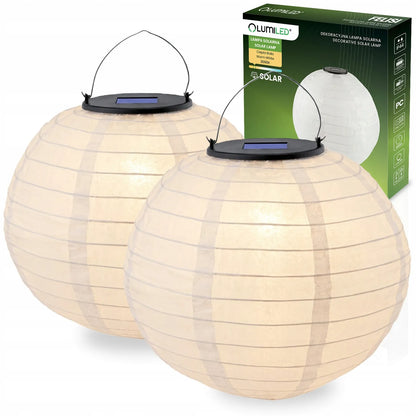 2x pakabinama LED saulės energija veikianti sodo lempa origami žibintas baltas 30 cm