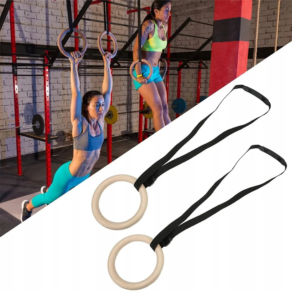 2x profesionalūs mediniai gimnastikos žiedai, gimnastikos žiedai