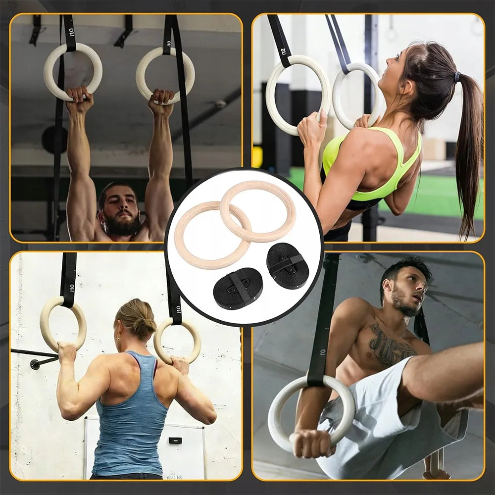 2x profesionalūs mediniai gimnastikos žiedai, gimnastikos žiedai