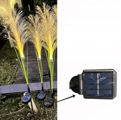2x saulės energija valdomas sodo šviestuvas Pampasų žolė dekoratyvinis LED skydelis 85cm