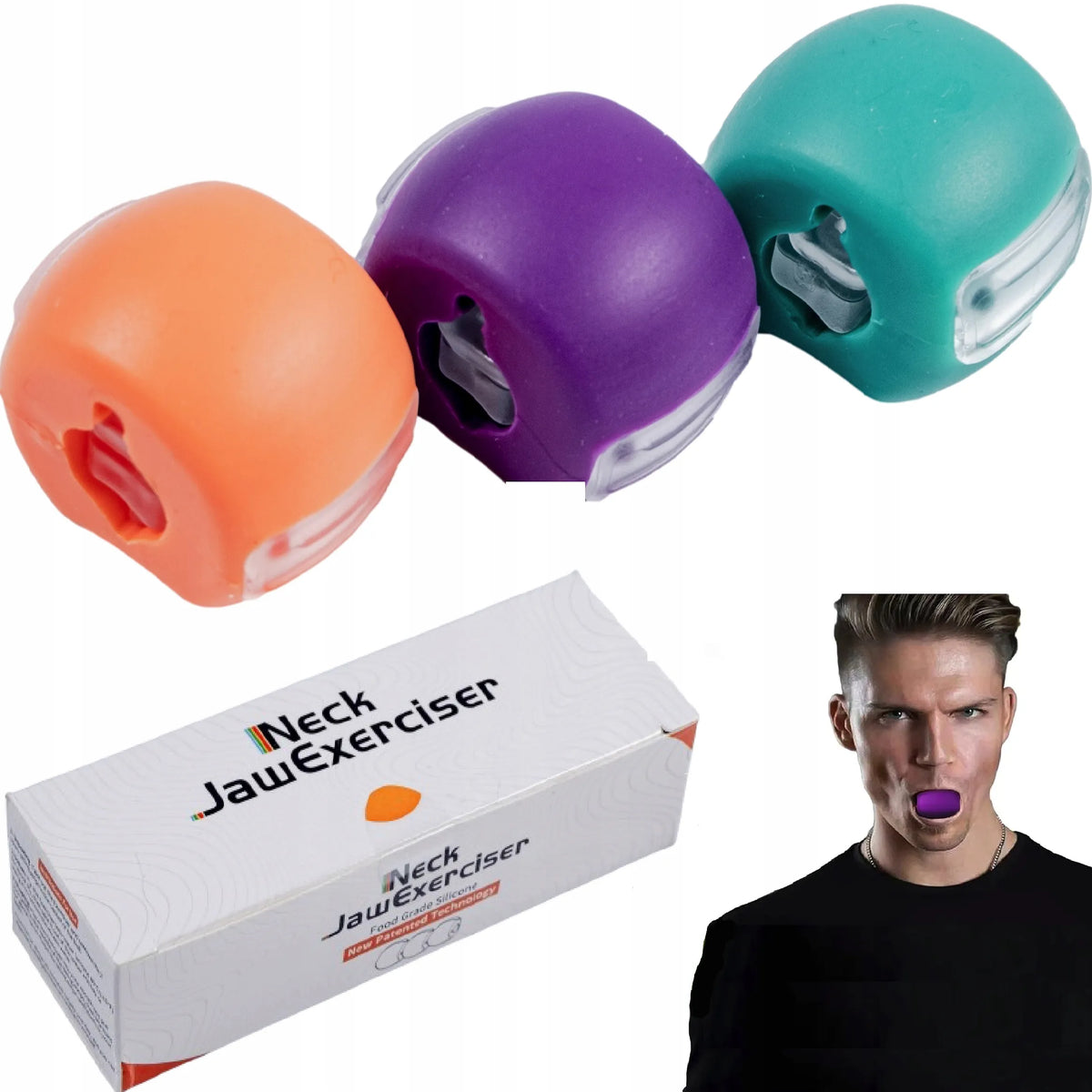 3 vnt. MuscleForge žandikaulio ir veido raumenų treniruoklis