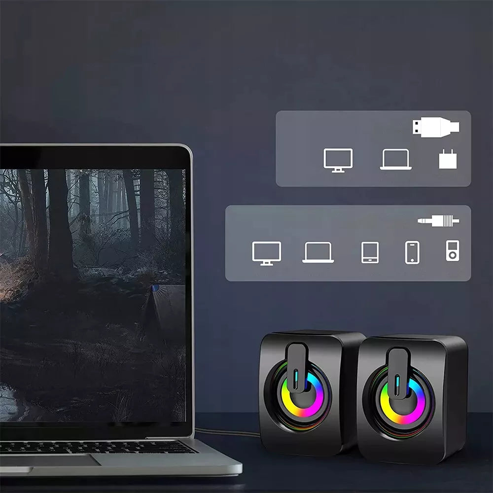 Kompiuterinės kolonėlės PC Sound Box RGB Stereofoninis Mikrofonas HIFI USB