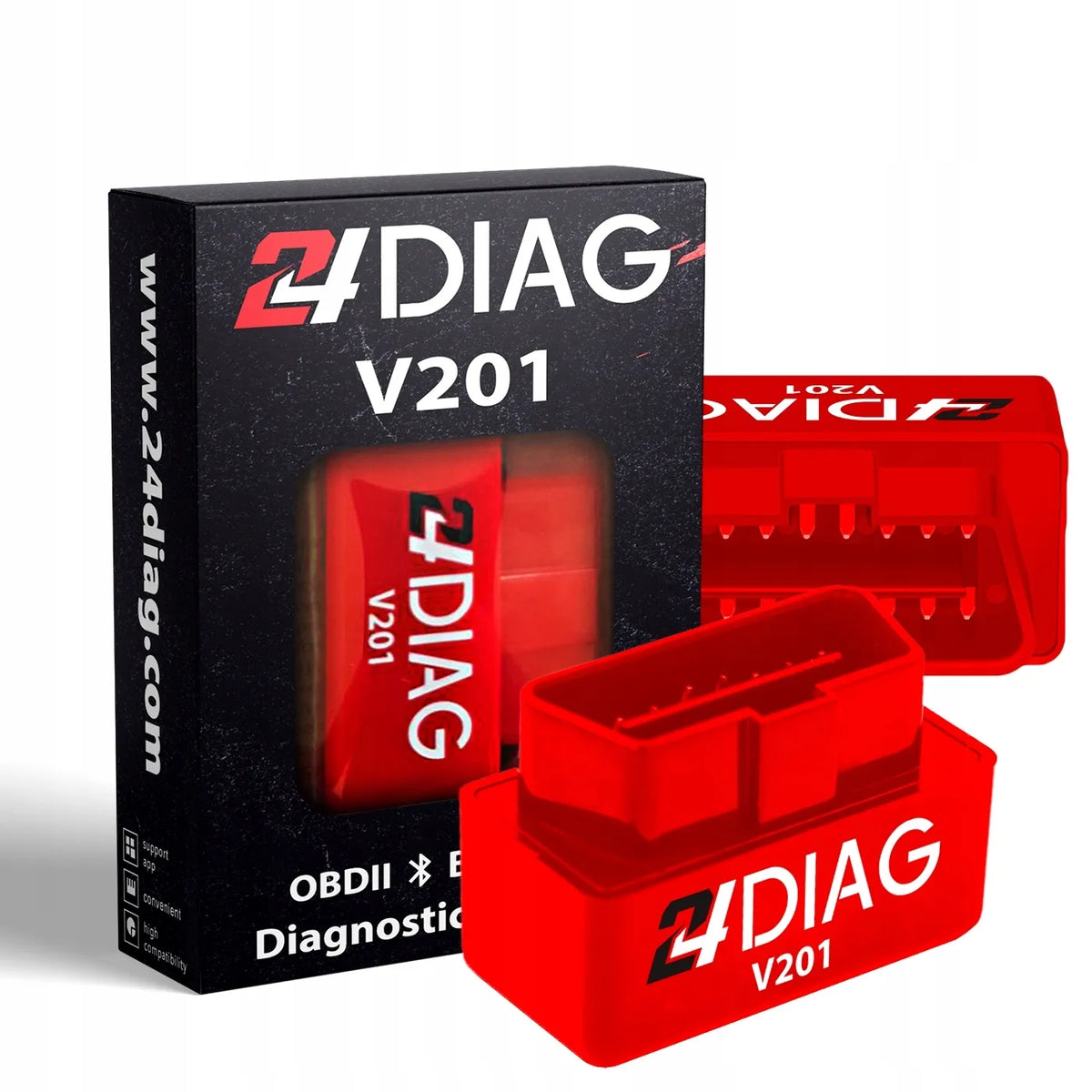 Diagnostikos sąsaja 24Diag V201 Bluetooth OBD-II Android Windows