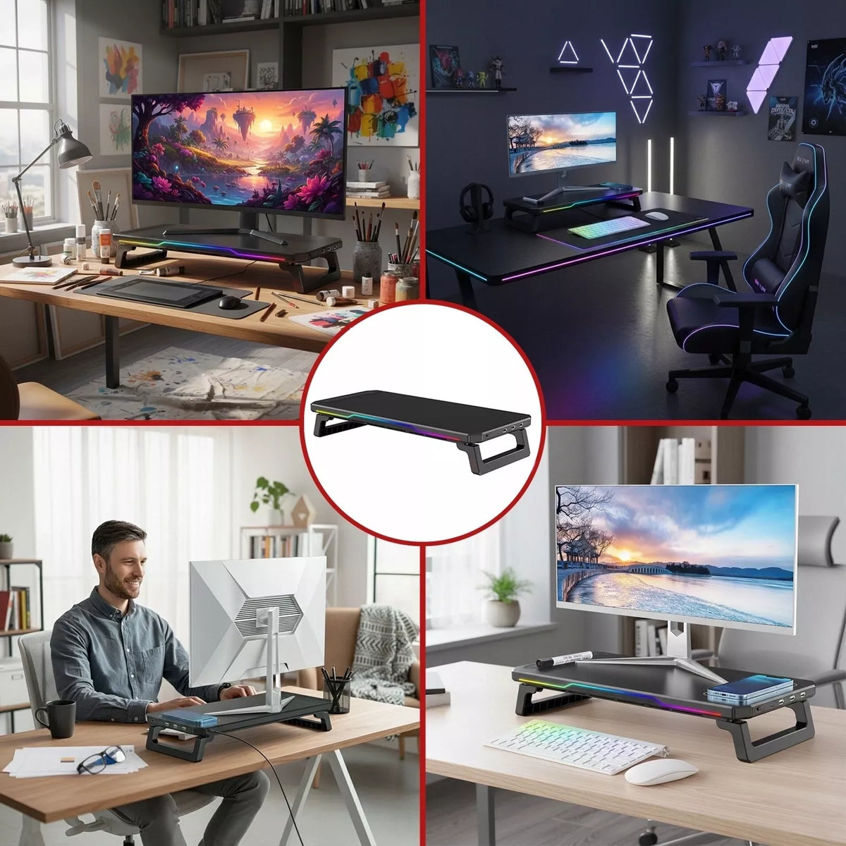 Monitoriaus stovas su USB Hub, USB-C