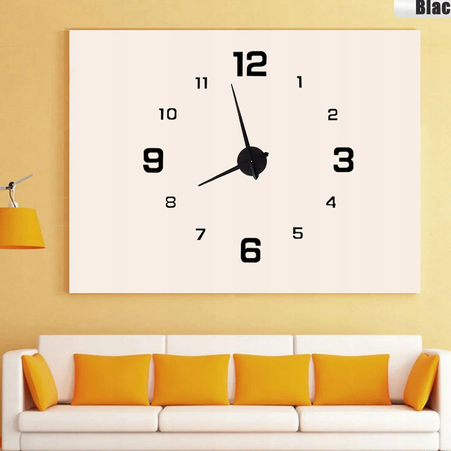 3D modernus sieninis laikrodis, klijuojamas prie sienos, juodas, XXL, 130 cm, DIY