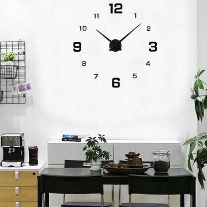 3D modernus sieninis laikrodis, klijuojamas prie sienos, juodas, XXL, 130 cm, DIY