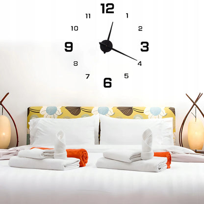3D modernus sieninis laikrodis, klijuojamas prie sienos, juodas, XXL, 130 cm, DIY