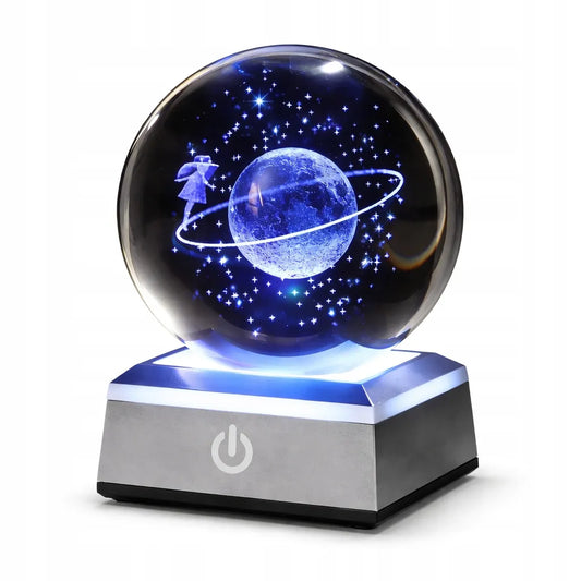 3D naktinė lempa – kristalinis rutulys „Mergaitė planetoje“ LED
