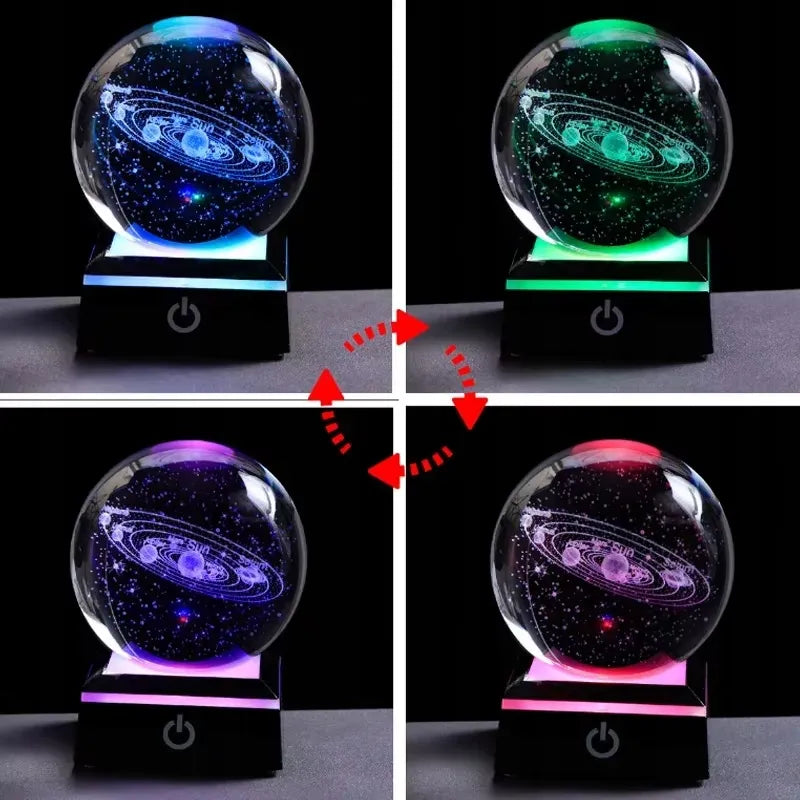 3D naktinė lemputė – krištolinis rutulys Elnias LED