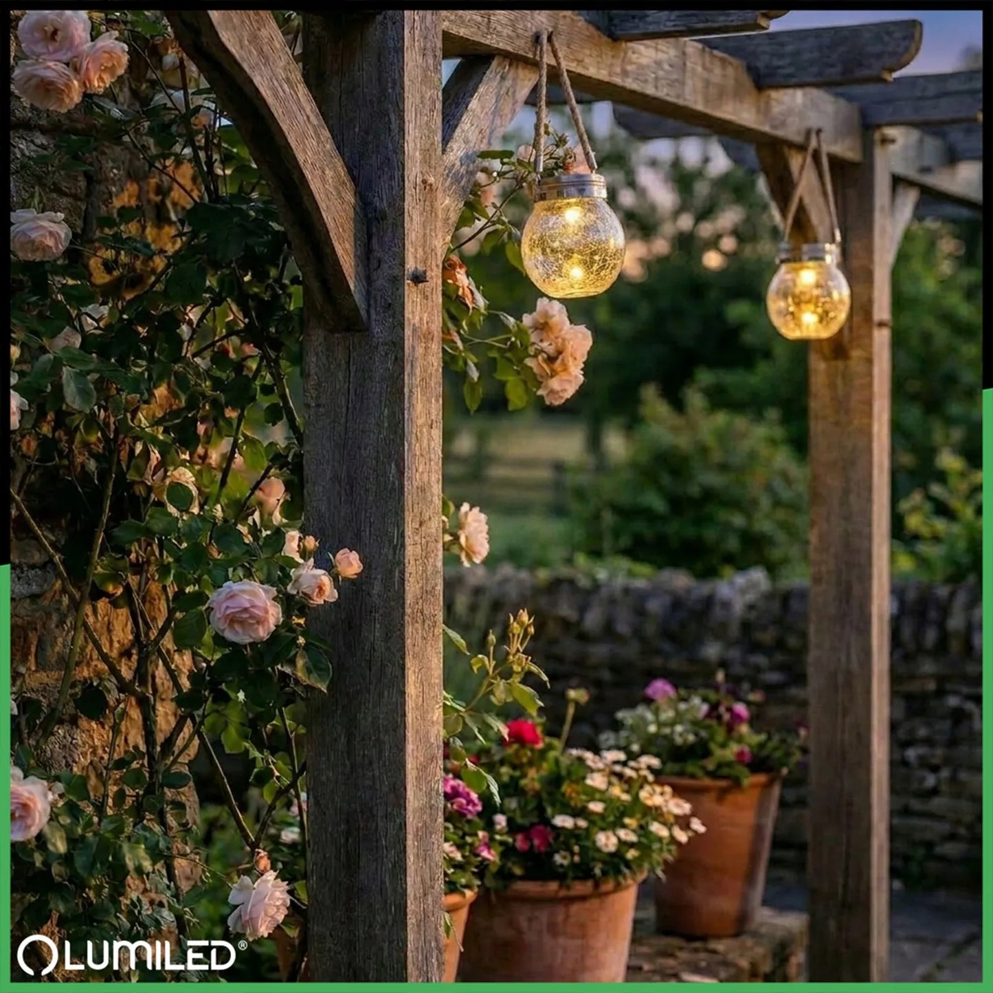 3x saulės sodo lempa, stiklinis rutulys, pakabinamas LED žibintas terasai