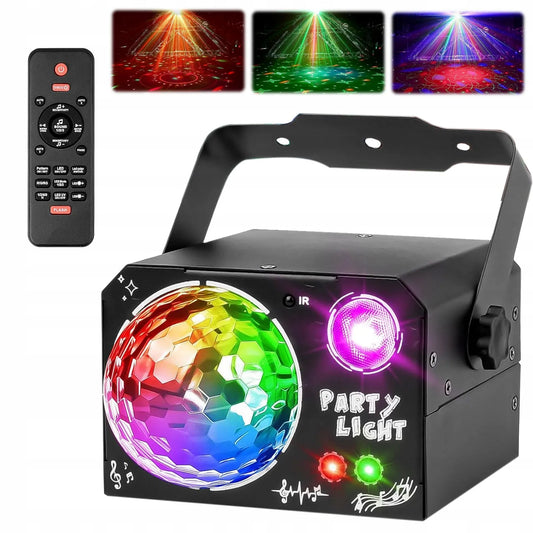 4 viename LED diskotekos lazerinis šviestuvas su nuotolinio valdymo pultu modelis TYUHG