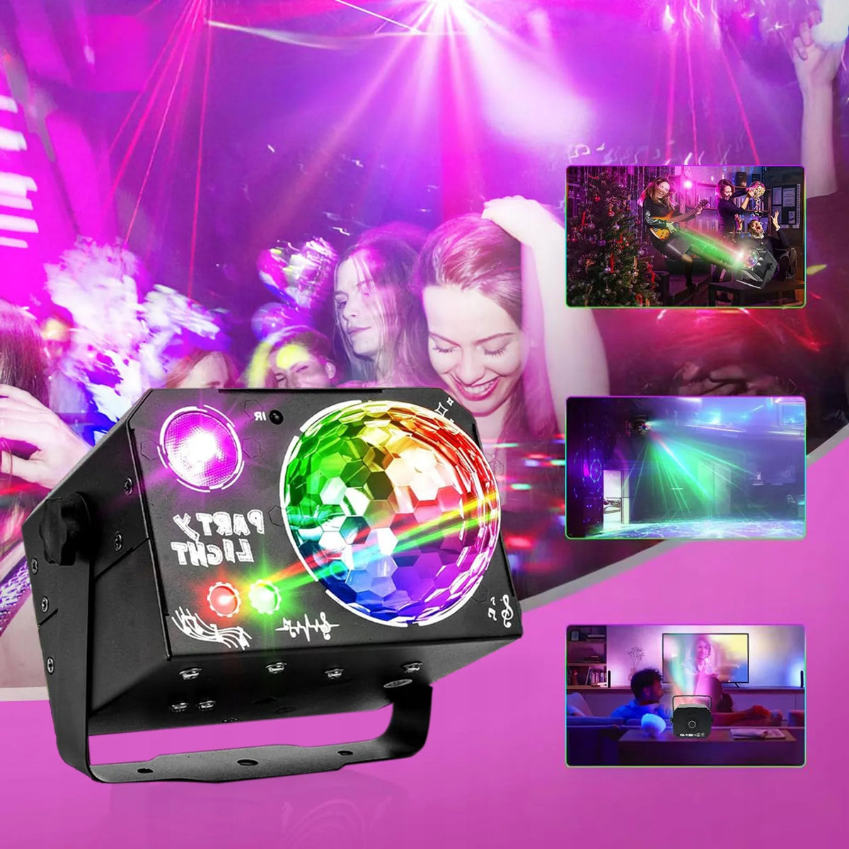 4 viename LED diskotekos lazerinis šviestuvas su nuotolinio valdymo pultu modelis TYUHG