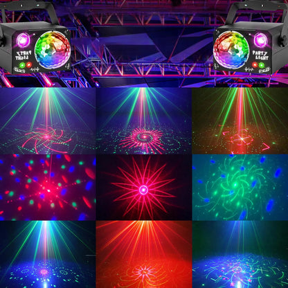 4 viename LED diskotekos lazerinis šviestuvas su nuotolinio valdymo pultu modelis TYUHG