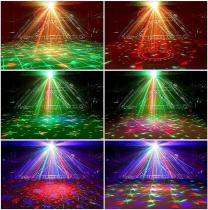 4 viename LED diskotekos lazerinis šviestuvas su nuotolinio valdymo pultu modelis TYUHG
