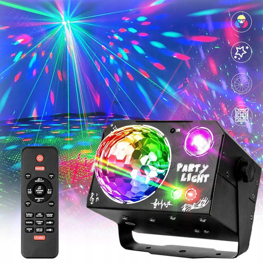4 viename LED diskotekos lazerinis šviestuvas su nuotolinio valdymo pultu modelis TYUHG