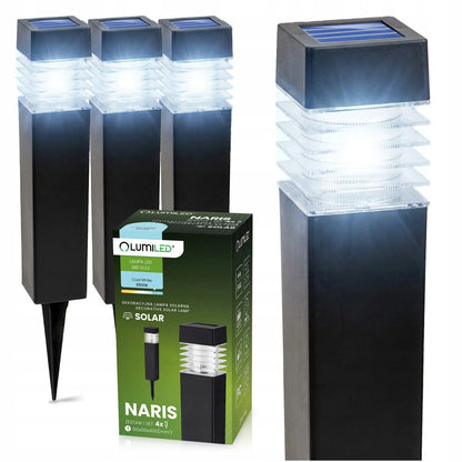 4 vnt. LED saulės energija maitinami sodo šviestuvai, juodi, statomi į žemę, dekoratyvūs