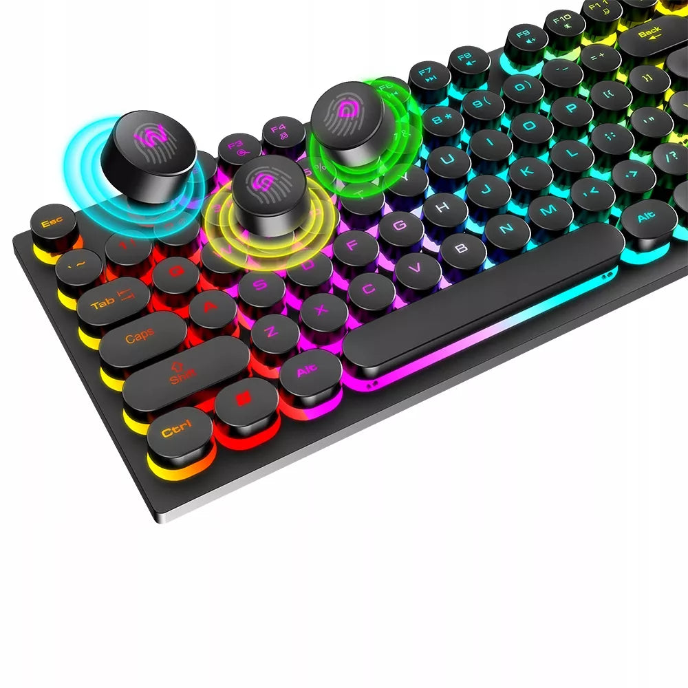 žaidėjo rinkinys žaidimų klaviatūra pelė LED RGB USB apšvietimas