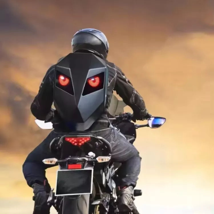 Motociklo kuprinė su LED akimis – neperšlampama, su Bluetooth