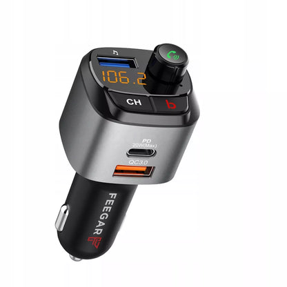 FM siųstuvas Bluetooth – Feegar, greitas įkroviklis QC 3.0/PD, MP3, Audio, USB