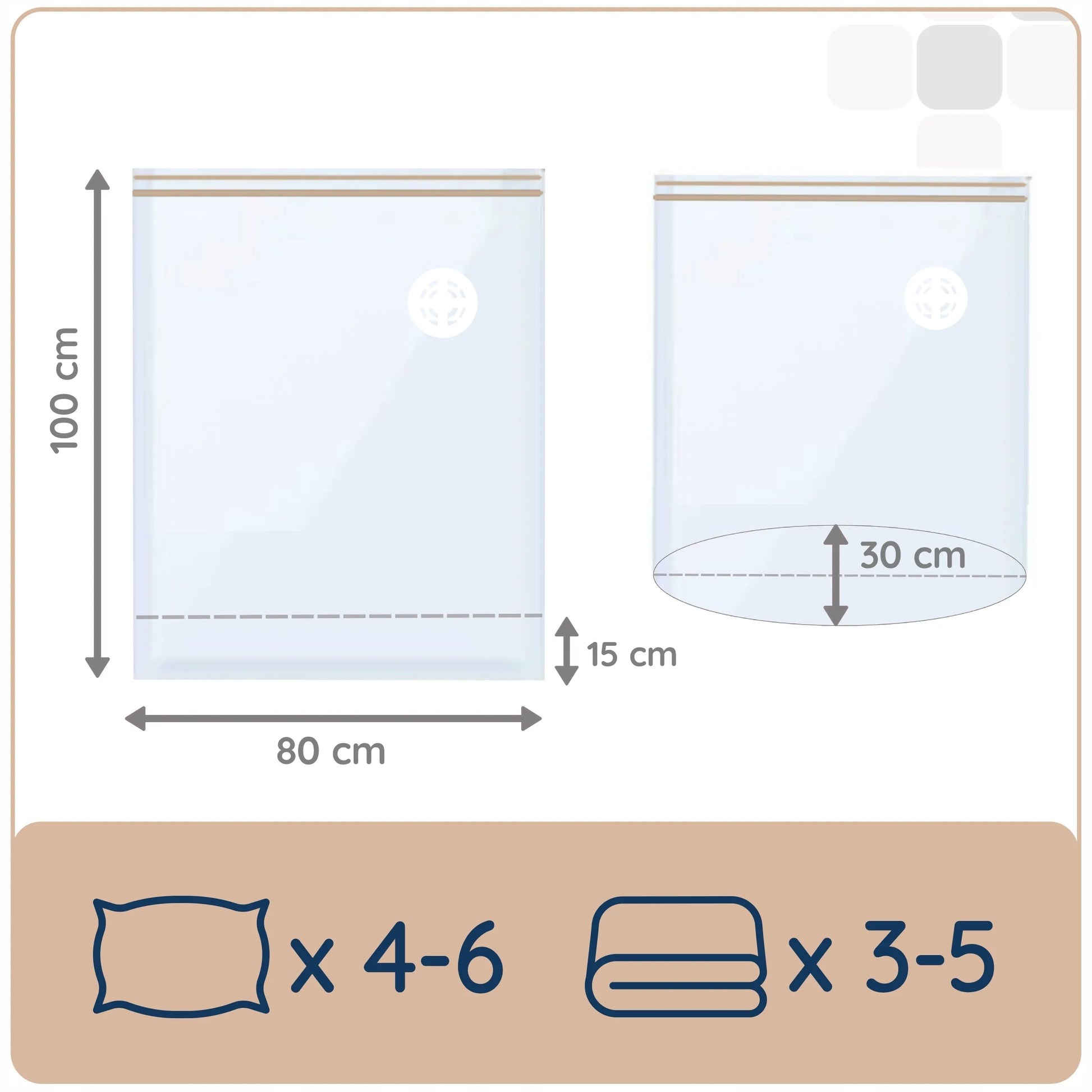 4CONVY 5x vakuuminis maišas patalynei, antklodėms, drabužiams 80x100x30, kubo formos, didelis