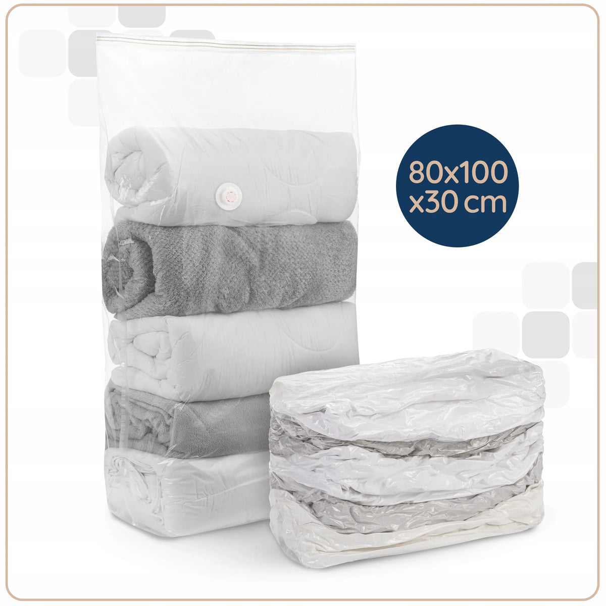 4CONVY 5x vakuuminis maišas patalynei, antklodėms, drabužiams 80x100x30, kubo formos, didelis
