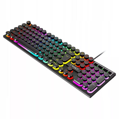 žaidėjo rinkinys žaidimų klaviatūra pelė LED RGB USB apšvietimas