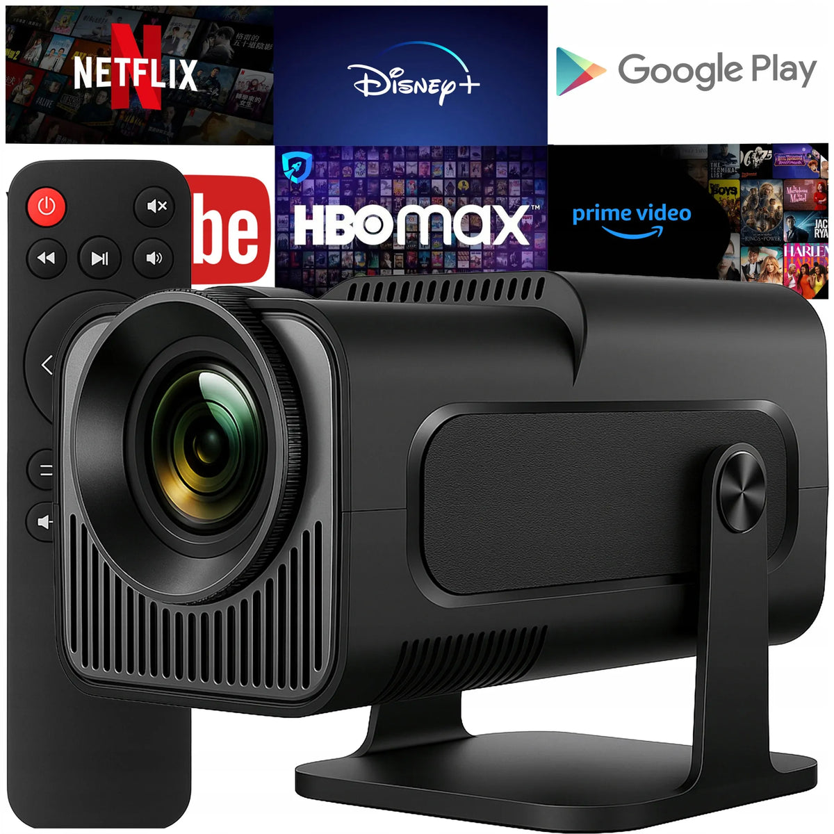 4K Android LED WiFi mini nešiojamasis Full HD projektorius HY320 su USB ir Jack jungtimi