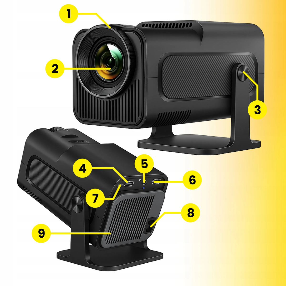4K Android LED WiFi mini nešiojamasis Full HD projektorius HY320 su USB ir Jack jungtimi