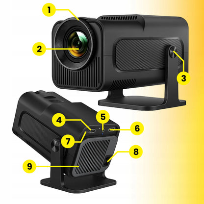 4K Android LED WiFi mini nešiojamasis Full HD projektorius HY320 su USB ir Jack jungtimi