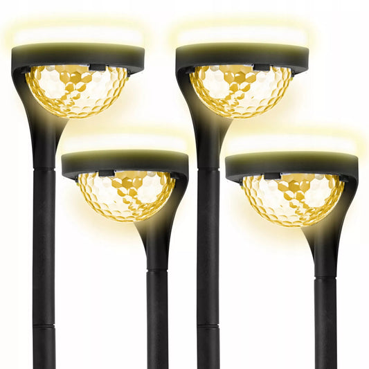 4x LED sodo saulės šviestuvas su įsmeigimo funkcija, dekoratyvinis lauko stulpas XL