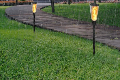 4x Berge saulės energija maitinami LED žibintai – sodo fakelas su ugnies efektu, 65 cm, PREMIUM