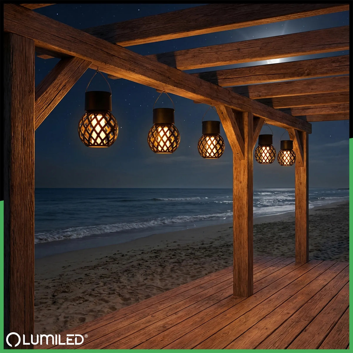 4x Lumiled LED saulės energija maitinami sodo žibintai, rutulio formos, kabinami