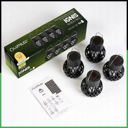 4x Lumiled LED saulės energija maitinami sodo žibintai, rutulio formos, kabinami