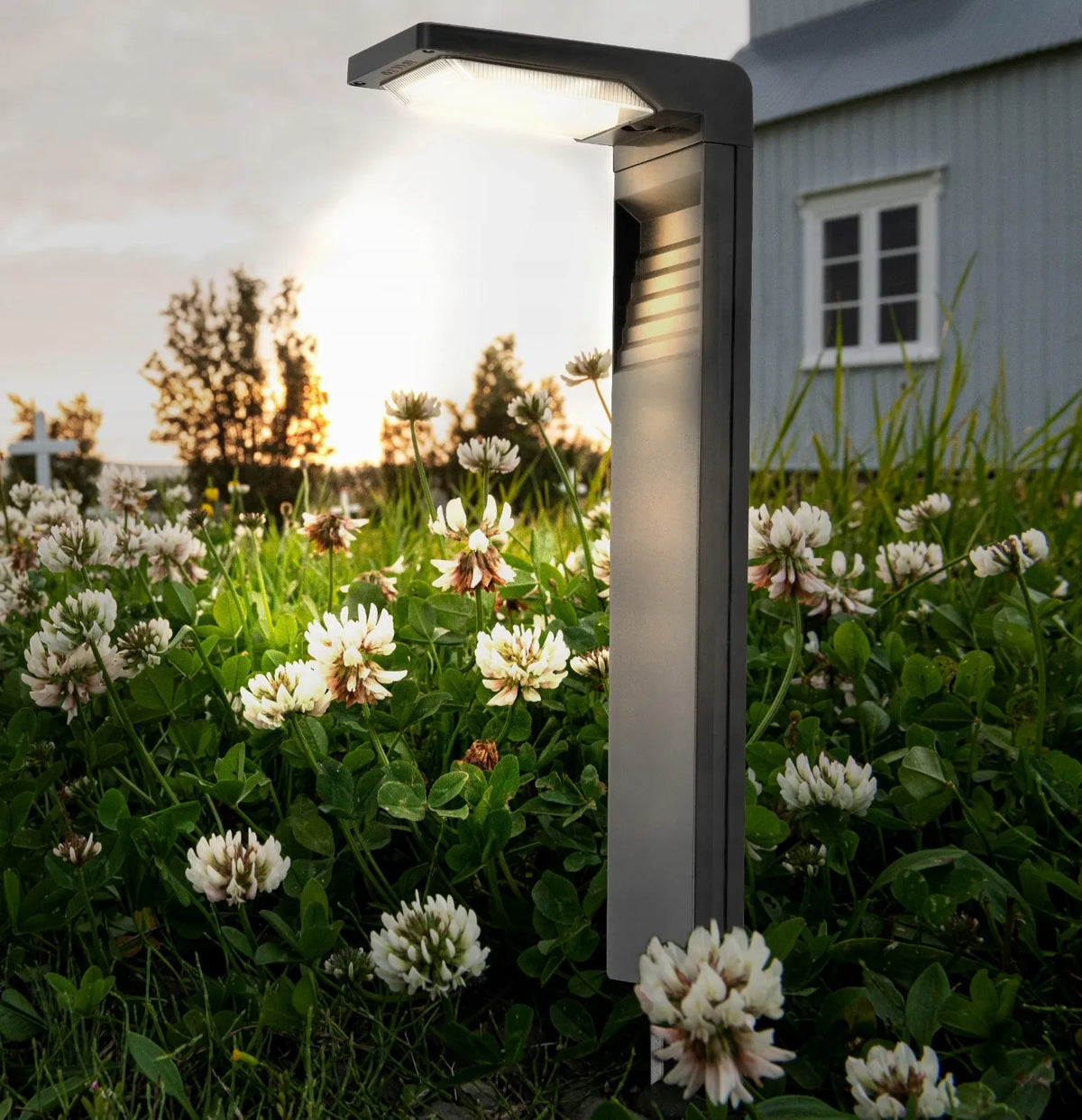 4x saulės energija maitinamas LED sodo stulpelis juodas 57cm dekoratyvinis šviestuvas