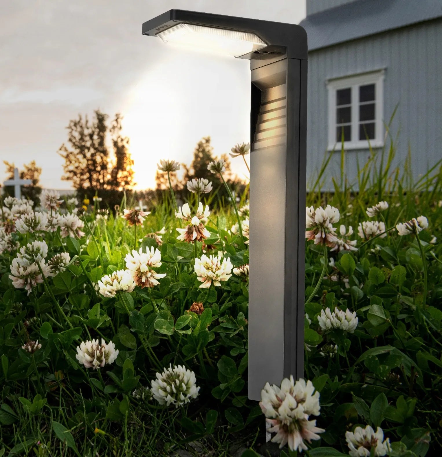 4x saulės energija maitinamas LED sodo stulpelis juodas 57cm dekoratyvinis šviestuvas