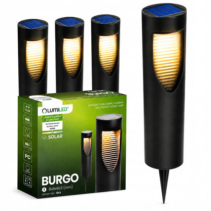 4x saulės energija maitinami LED sodo šviestuvai, įsmeigiami į žemę su prieblandos jutikliu