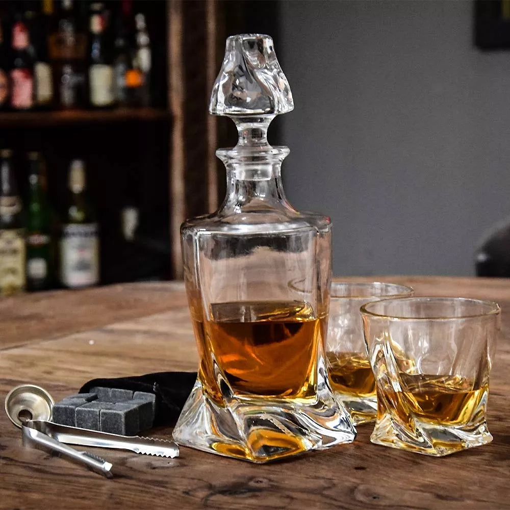 Kristalinis viskio dovanos komplektas – taurės ir dekanteris