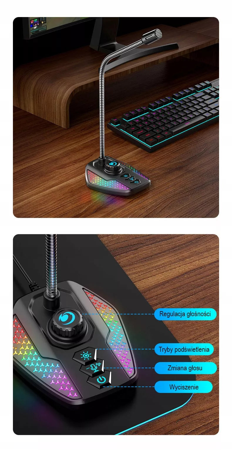 LED RGB mikrofonas žaidimams – PC ir nešiojamiesiems kompiuteriams