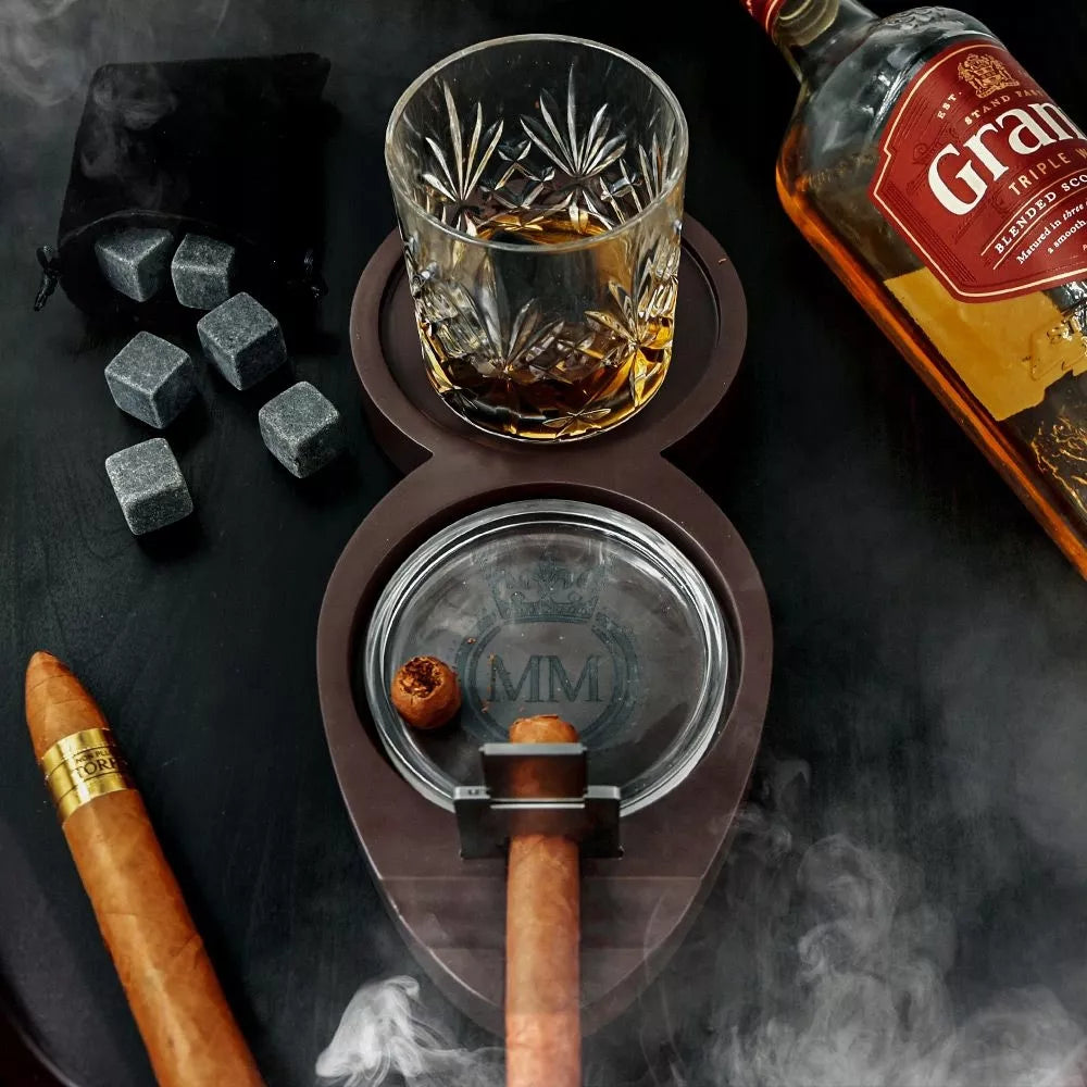 Premium rinkinys viskiui ir cigarams – dovana tėvo dienai, vyrui su stikline
